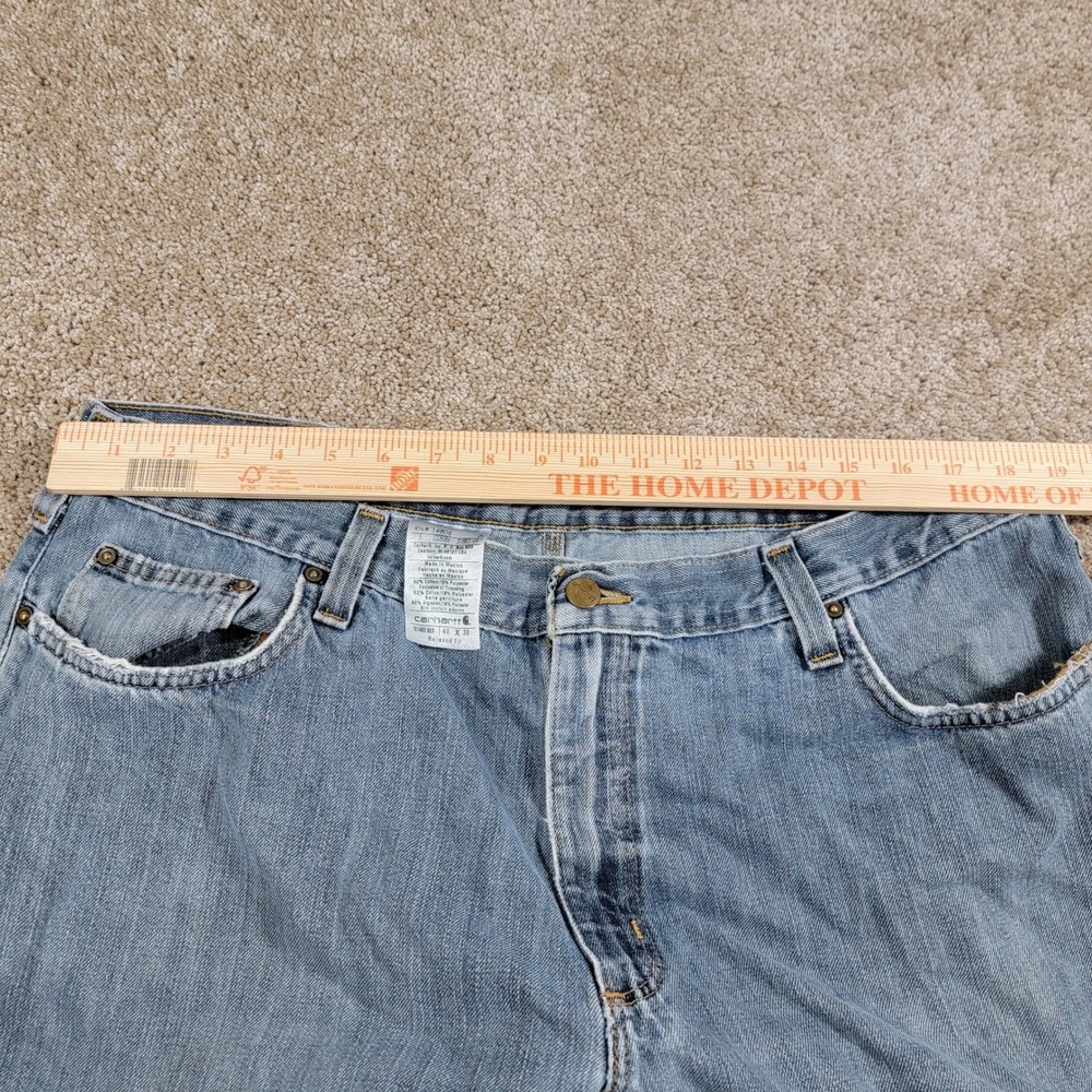 Carhartt Men's Relaxed Fit Jeans Denim Pants Light Wash Classic 40x30 - Picture 2 of 7